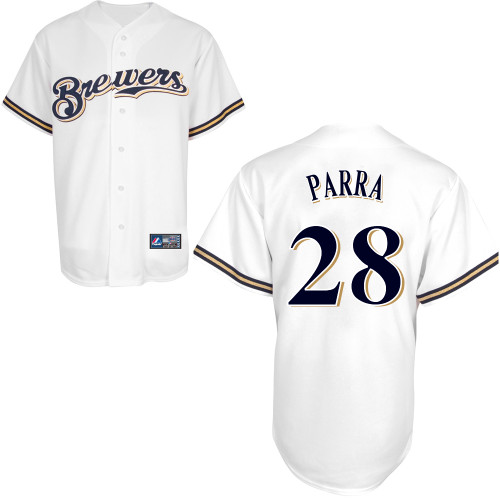 Gerardo Parra #28 Youth Baseball Jersey-Milwaukee Brewers Authentic Home White Cool Base MLB Jersey